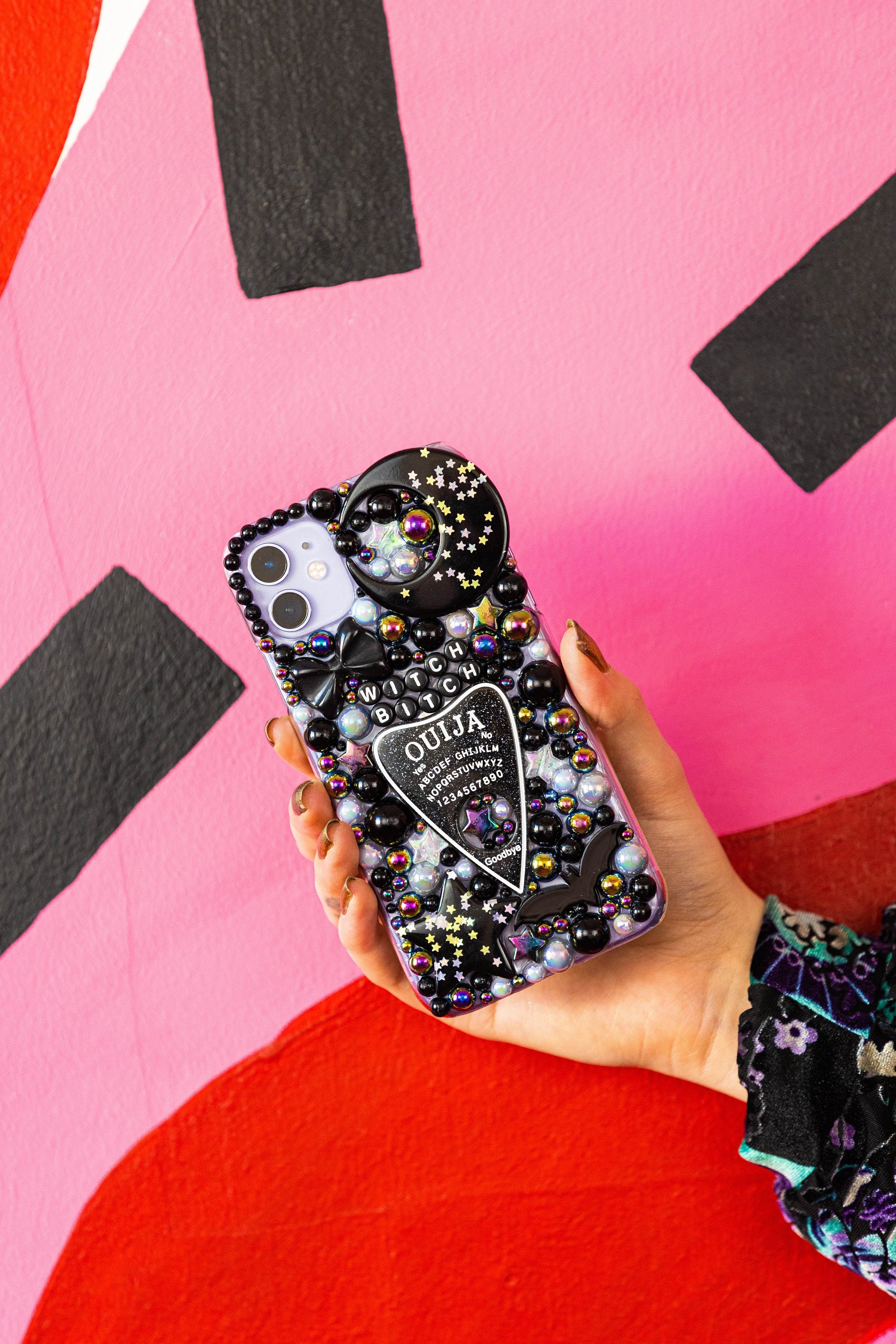 Witch bitch glitter ouija planchette decoden phone case