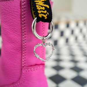 Silver Barbed Wire Heart Boot Charms
