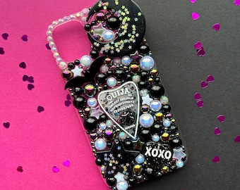 Custodia per telefono Decoden Ouija Planchette nera glitterata