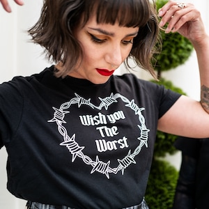 Wish You The Worst Black Boxy Cropped T
