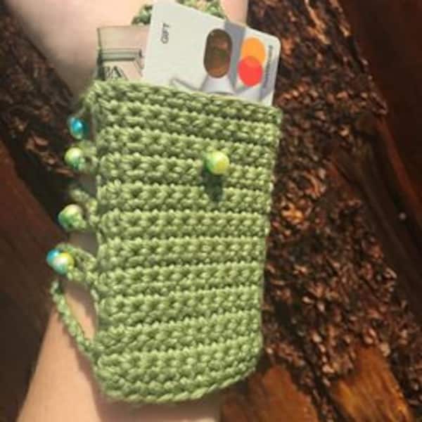 Wrist Wallet, Crochet Wrist Wallet, Petite Pocket Wrist Wallet