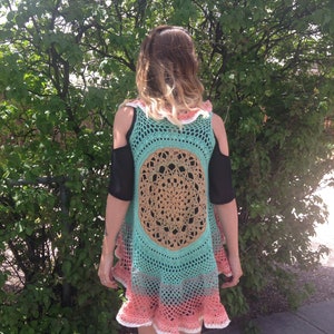 Lotus Mandala Duster, Adult sized Boho Sweater, Boho Sweater, Festival Clothing, Boho Vest, Boho summer wear