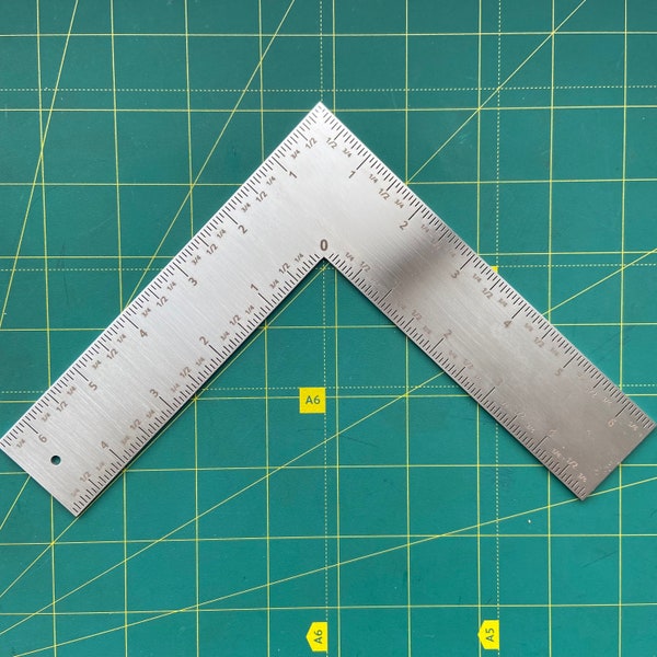 Règle de maroquinerie carrée 6,5 x 6,5 pouces, outil de mesure du cuir en acier inoxydable, règle en métal à l'échelle pour le cuir, outil de dessin bricolage