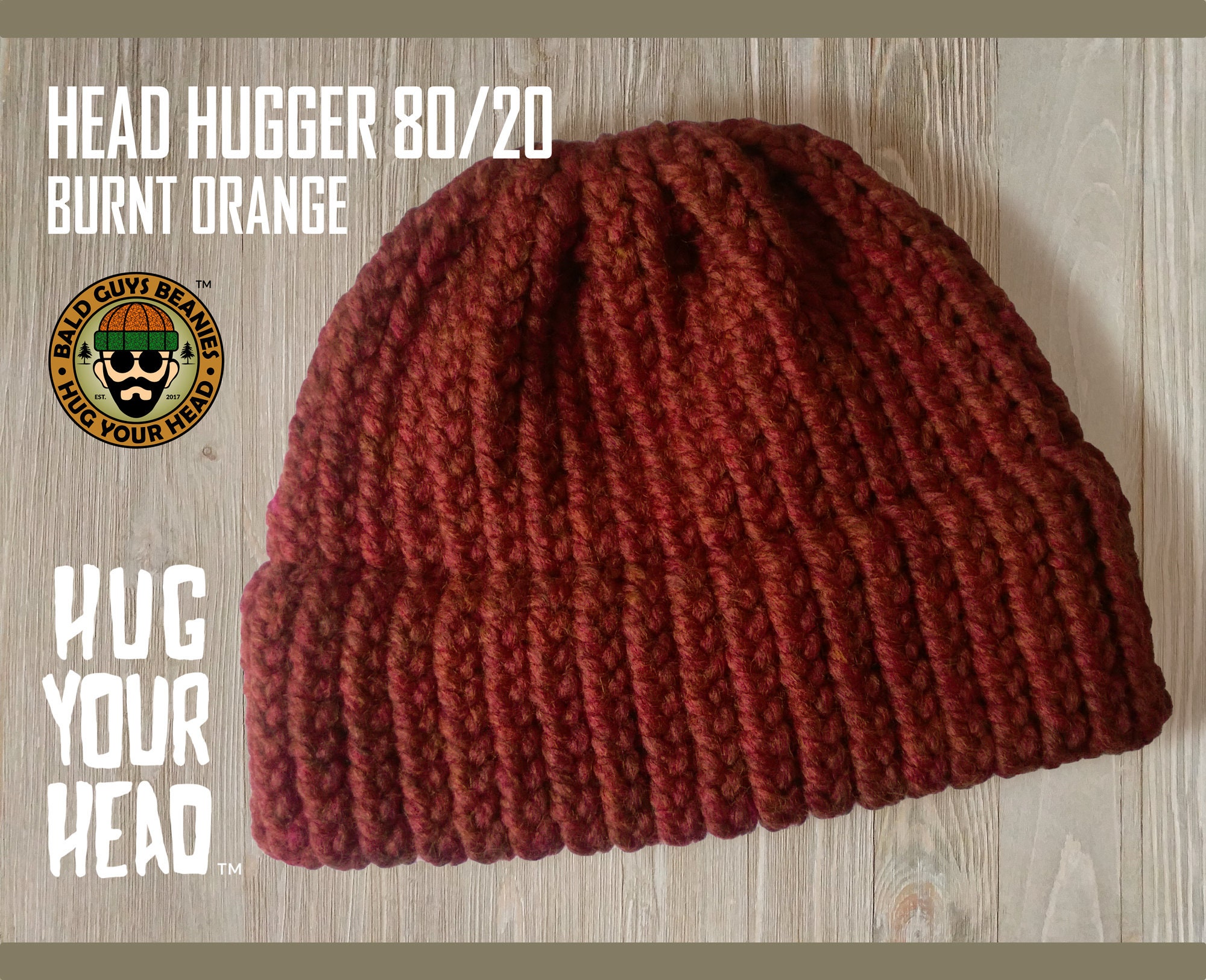 Mens Beanie Mens BURNT ORANGE Knit Hat 