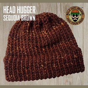 Men's Brown Beanie, Men's Knit Beanies, Mens Hand Knit Hats, Mens Winter Hat, Warm Hats, Large Beanies, Winter Hats for Men, SEQUOIA BROWN