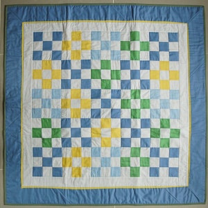 Handgemaakte patchworkquilt - "Nine patch" - Gratis UK P&P
