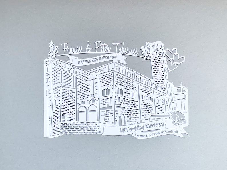 Personalised Papercut Wedding Venue, Wedding Papercut, Unique Wedding Gift, Wedding Venue Sketch, Paper Anniversary Gift, Wedding Present, image 8