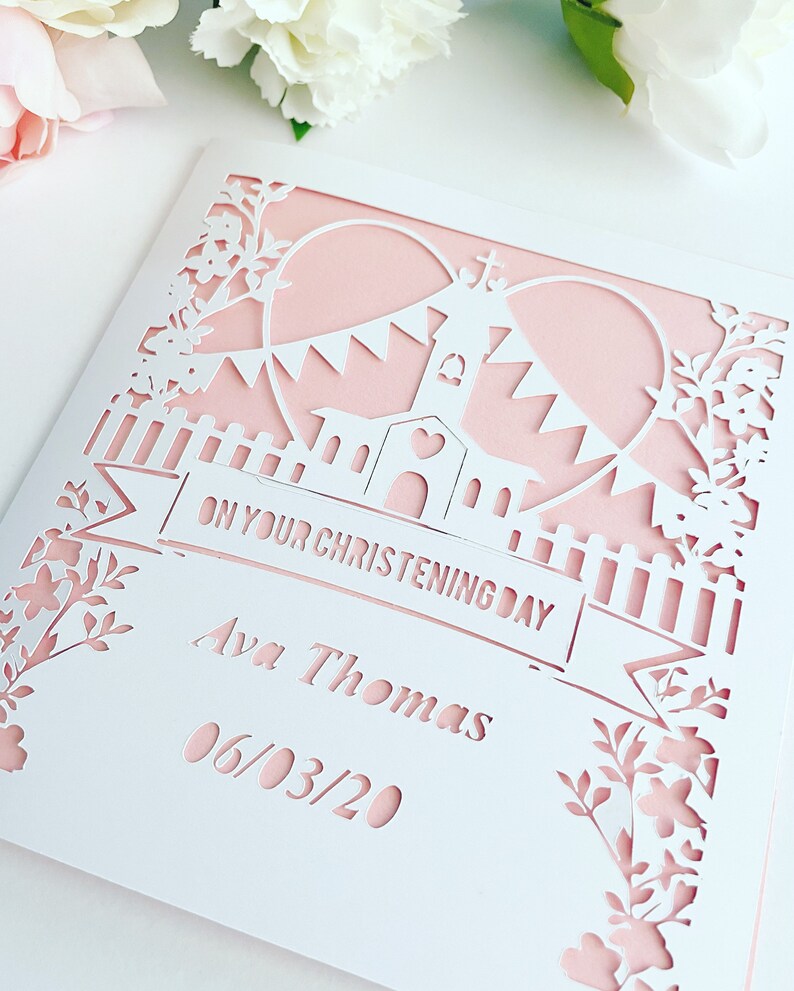Personalised Christening Papercut Name Card Christening Card Etsy Canada