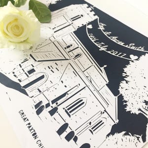 Personalised Papercut Wedding Venue, Wedding Papercut, Unique Wedding Gift, Wedding Venue Sketch, Paper Anniversary Gift, Wedding Present, image 5