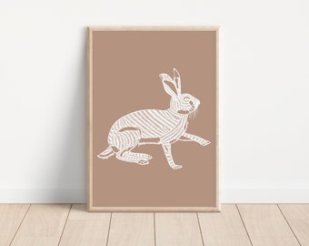 Rabbit Print, Rabbit Gifts, British Wildlife Print, Hare Print, Hare Papercut, Hare Gift, Nature Art, Nursery Prints, Nursery Wall Art,