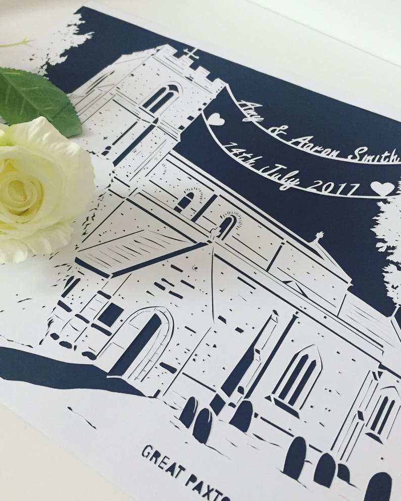 Personalised Papercut Wedding Venue, Wedding Papercut, Unique Wedding Gift, Wedding Venue Sketch, Paper Anniversary Gift, Wedding Present, image 3