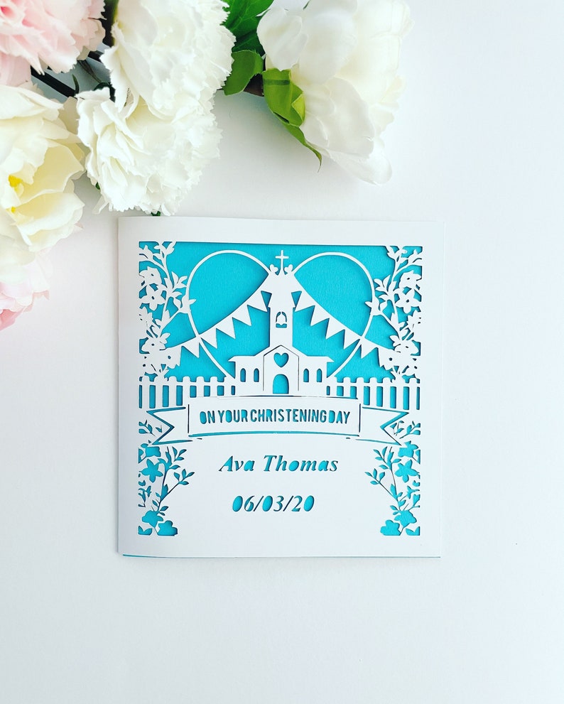 Personalised Christening Papercut Name Card Christening Card Etsy UK