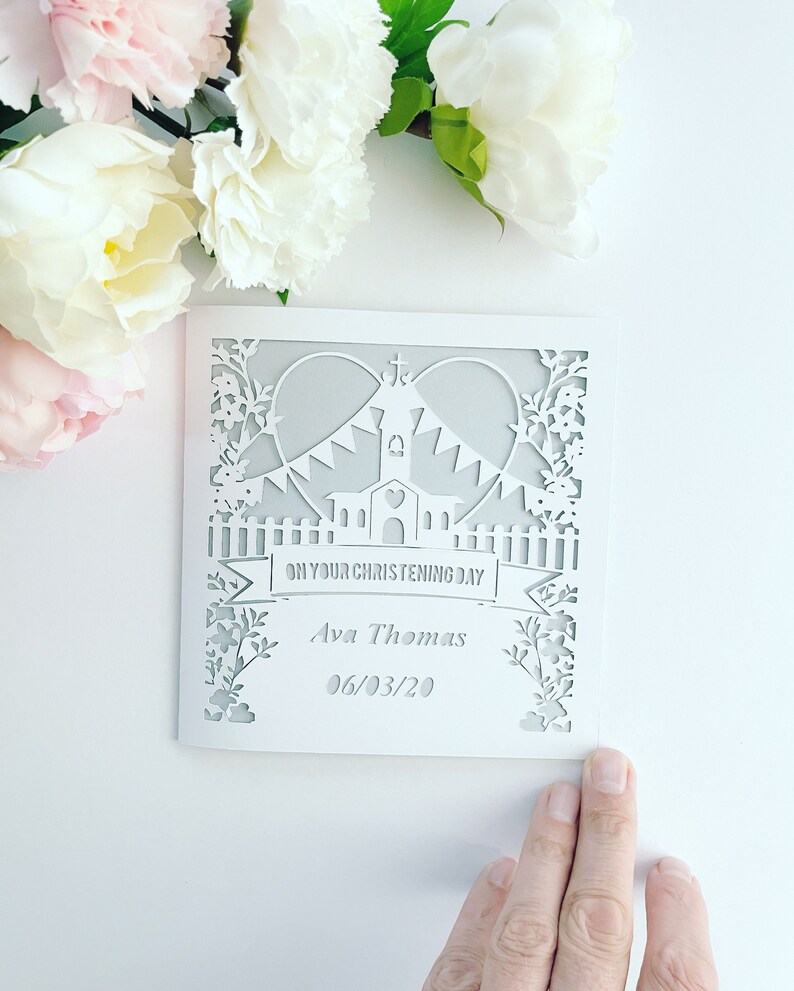 Personalised Christening Papercut Name Card Christening Card Etsy Canada