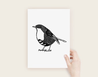 Robin Print, Bird Lover Gift, British Wildlife Print, Wildlife Art, Robin Papercut, Robin Gift, Robin Christmas Gift, Xmas Print, Nature Art