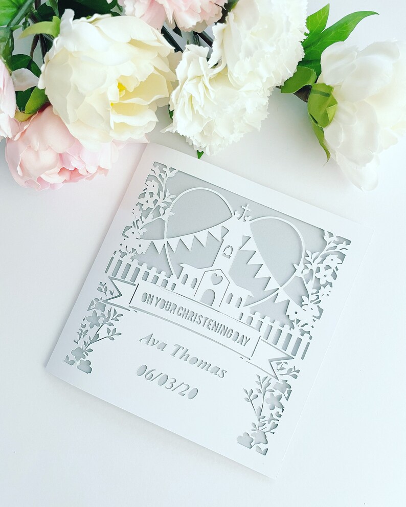 Personalised Christening Papercut Name Card Christening Card Etsy UK