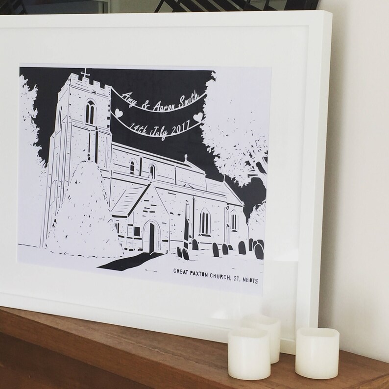 Personalised Papercut Wedding Venue, Wedding Papercut, Unique Wedding Gift, Wedding Venue Sketch, Paper Anniversary Gift, Wedding Present, image 6