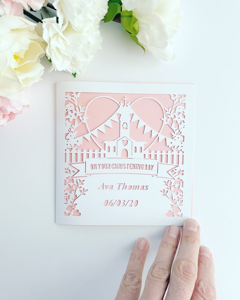 Personalised Christening Papercut Name Card Christening Card Etsy Canada