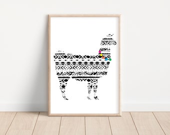 Llama Print, Nursery Print, Llama Girls Nursery, Llama Papercut, Kids Wall Art, Llama Art Print, Llama Decor, Llama Gift, Llama Illustration