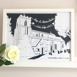 Personalised Papercut Wedding Venue, Wedding Papercut, Unique Wedding Gift, Wedding Venue Sketch, Paper Anniversary Gift, Wedding Present, image 2