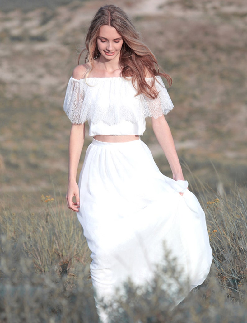 Boho Wedding Skirt Silk Chiffon Skirt Bridal Skirt Casual Etsy