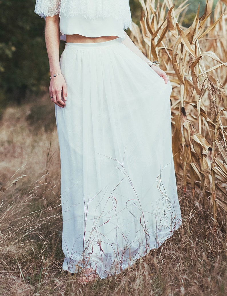 Boho Wedding Skirt Silk Chiffon Skirt Bridal Skirt Casual Etsy
