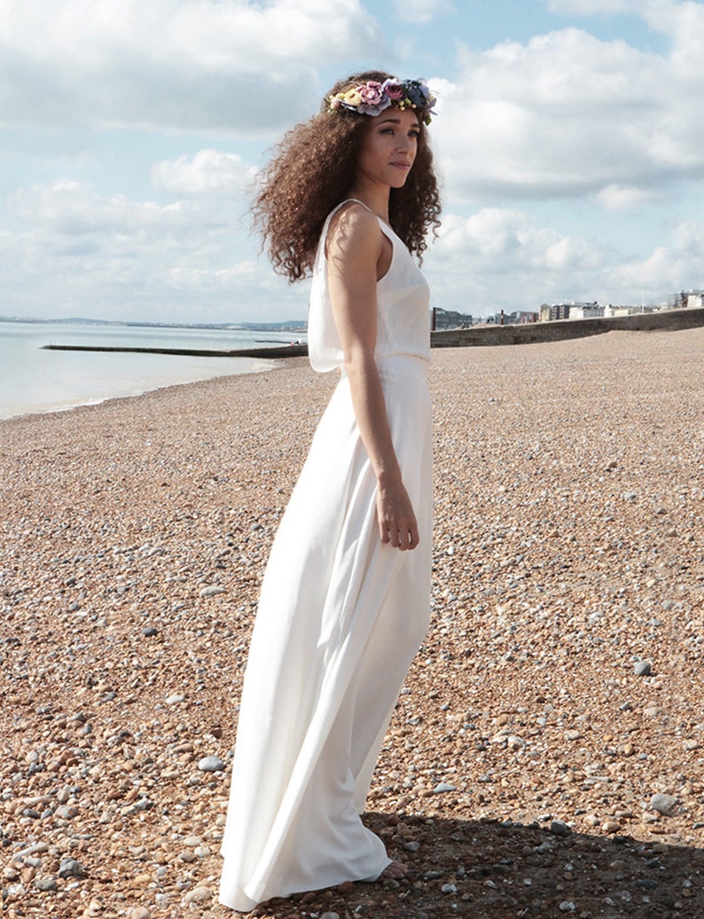 Simple Wedding Dress Bohemian Backless Wedding Dress Beach Etsy