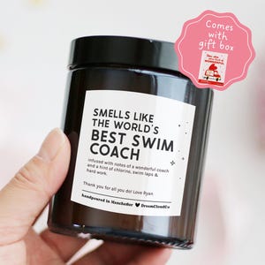 Thank You Gift For Swim Coach Instructor | Teacher Appreciation End Of Term Leaving Retirement Presents | Sports Coach Personalized Candle