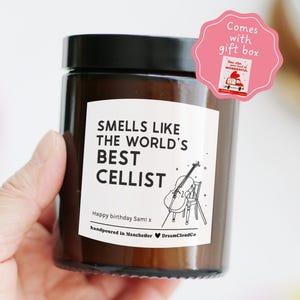 Birthday Gift For Cello Player Cellist Friend Music Lover Her | Personalized Music Candle Present | Classic Musical Orchestra Gift