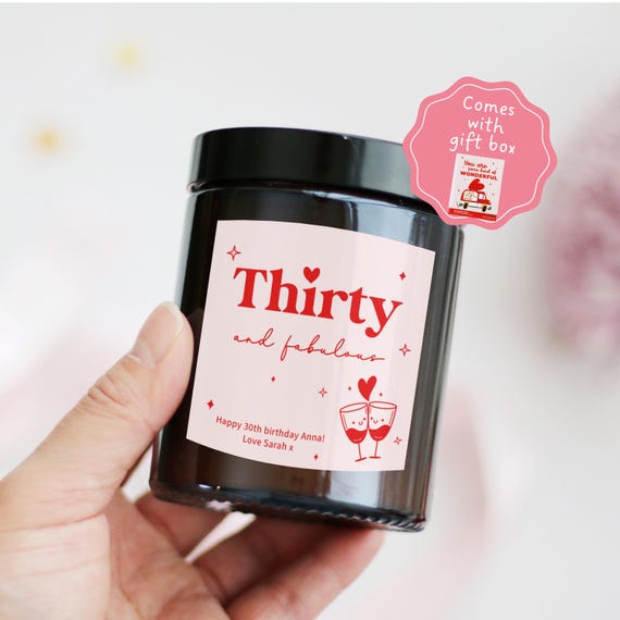 30th Birthday Gift For Her Friend Sister Colleague Woman | Unique Gift For Her 30th | Thirty And Fabulous Personalised 30th Candle