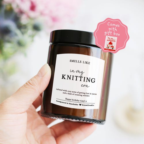Knitting Gift For Friend | Birthday Gift For Her Knitters Mum Nan | Farewell Retirement Gift For Colleague | Knitting Candle