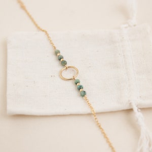 Circle bracelet in goldfilled, beads in African turquoise
