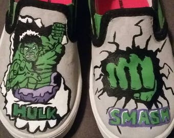 Hulk painted canvas shoes