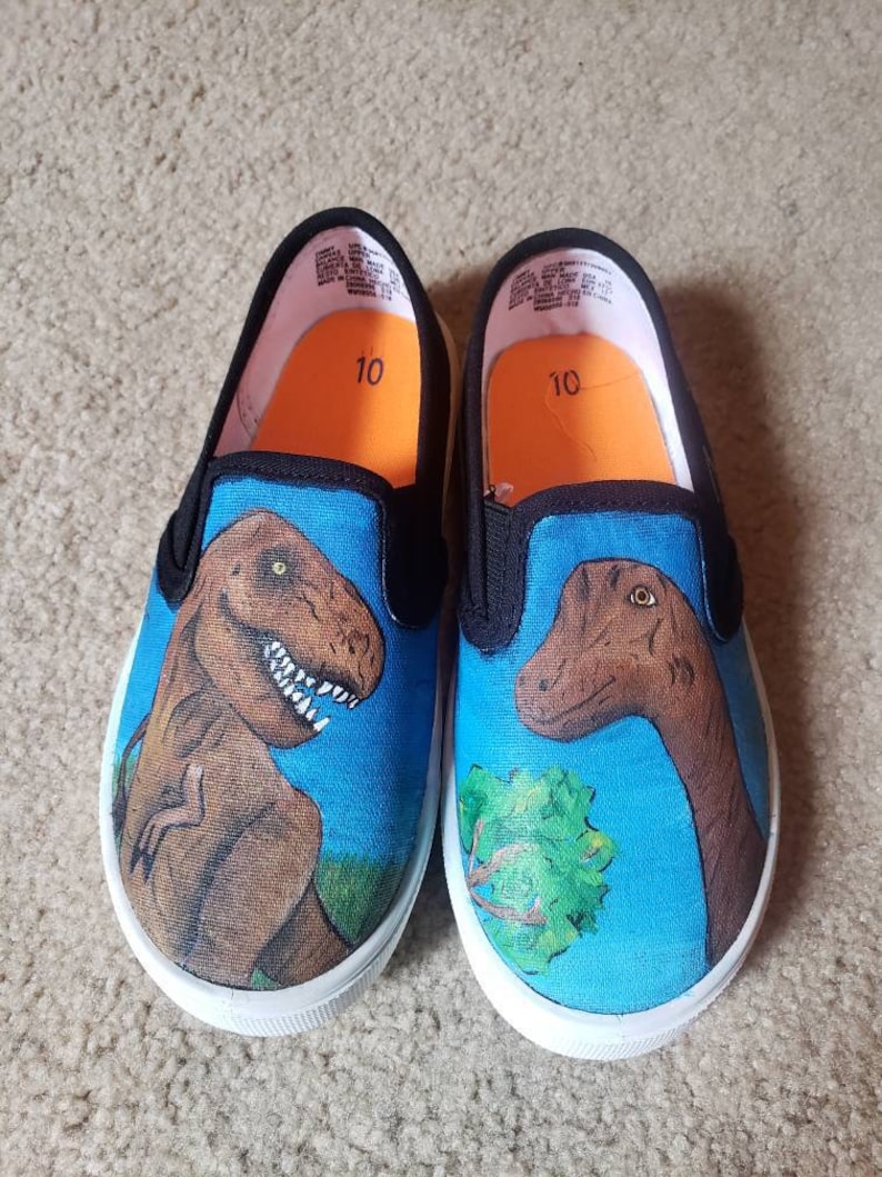 Dinosaur Painted Shoes Etsy