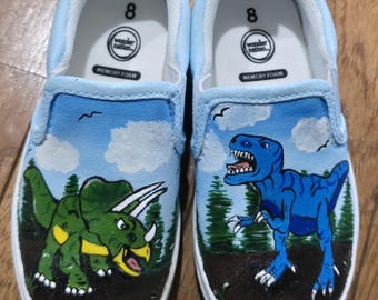 Dinosaur painted shoes