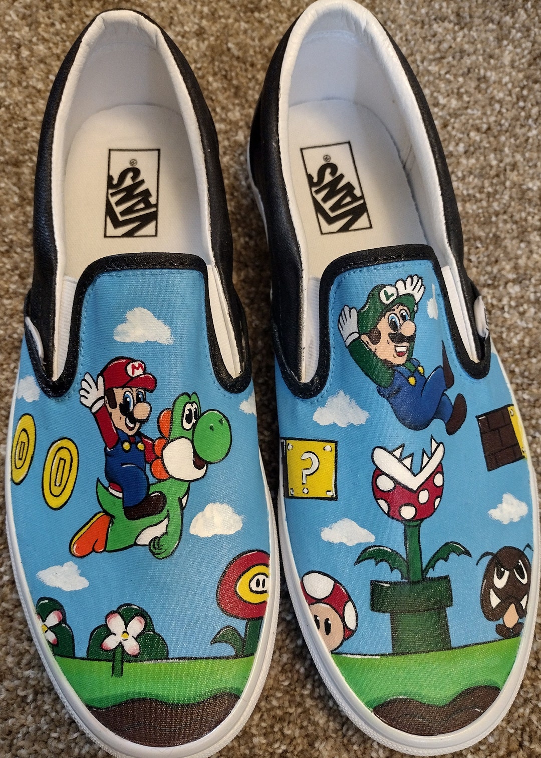 Mario and Luigi Painted Shoes