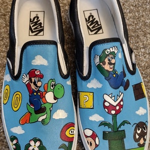 Mario and Luigi Painted Shoes