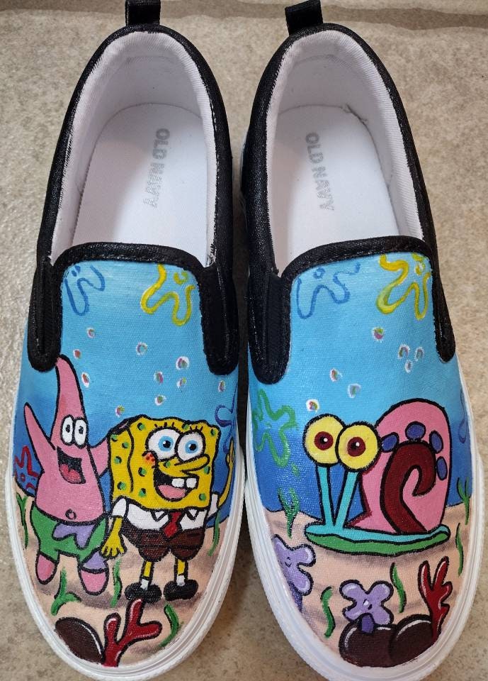 Spongebob Painted Shoes - Etsy