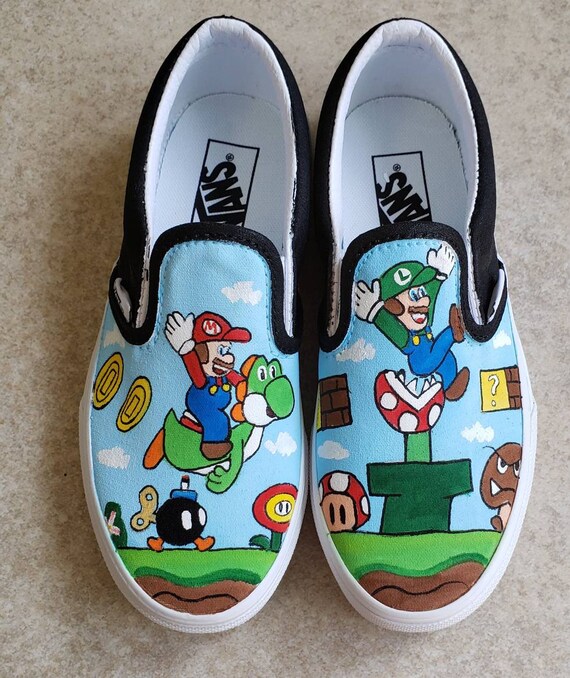 Mario and Luigi Painted Shoes - Etsy Australia