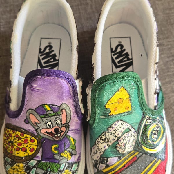 Chuck E Cheese painted shoes