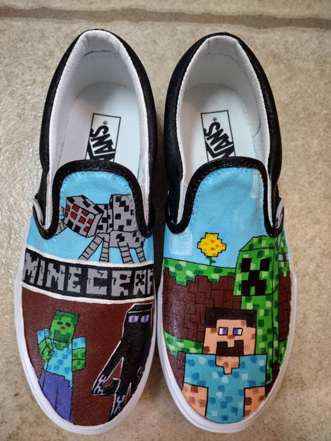 Minecraft Painted Shoes - Etsy