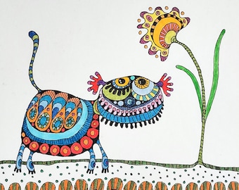 colorful drawing | Original Ornament Animal | square