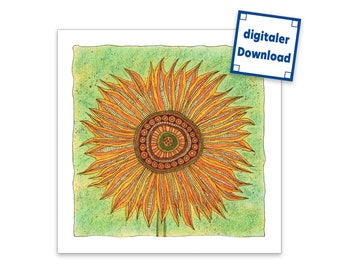 Digital file, art to print, picture, sunflower, 4200 px x 4200 px, 300 dpi