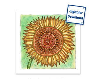 Digital file, art to print, 1 sunflower, 4200 px x 4200 px, 300 dpi