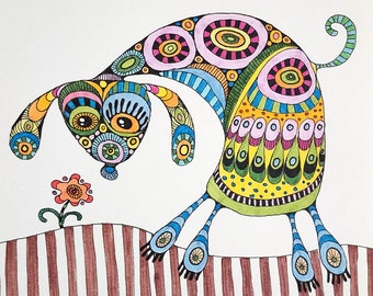 colorful picture | square drawing | Original Ornament Animal