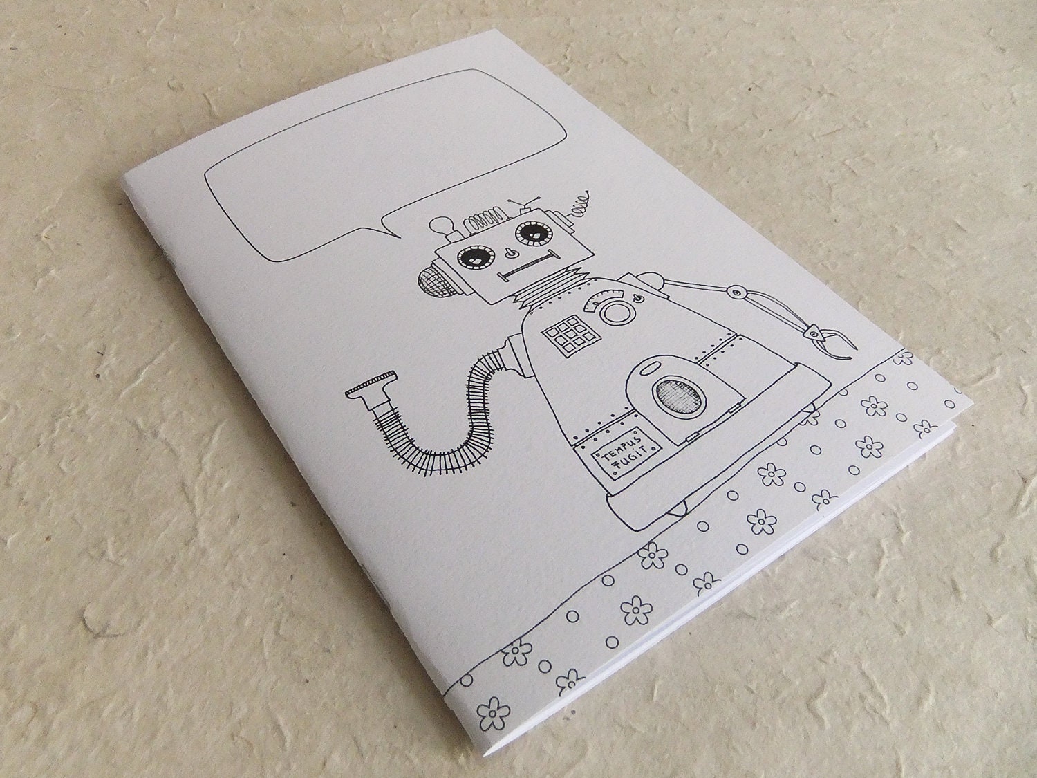Notizheft Dina 5 Schwarz Weiss Umschlag Mit Roboterzeichnung Etsy