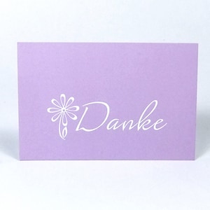 schlichte lilafarbene Mini-Dankekarten, Visitenkartengröße