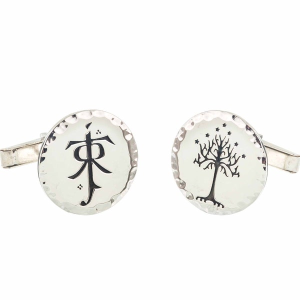 Wedding Cufflinks Tolkien White tree of Gondor - Sterling Silver