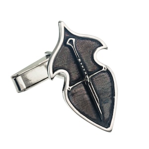 Narsil Wedding Cufflinks Elegant Sterling Silver Tolkien Inspired Narsil Sword and Elvish Shield Sterling Silver