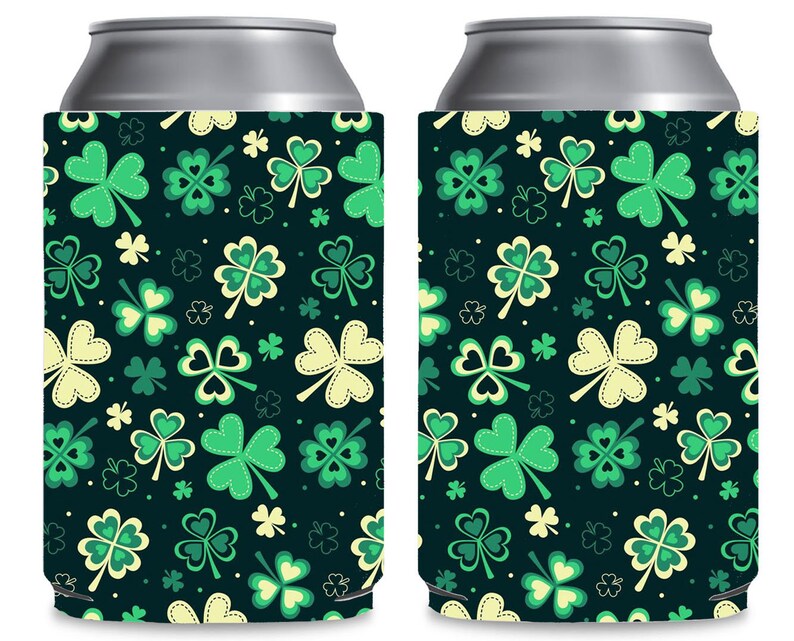 Happy St. Patrick's Day Coozie, Beer Cup Holder, Bottle Cooler, Green Coozie, St. Patricks Day Printed Cup Holder image 1