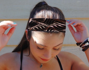 Diadema marrón de alto rendimiento, diadema ancha estilo boho para fitness.